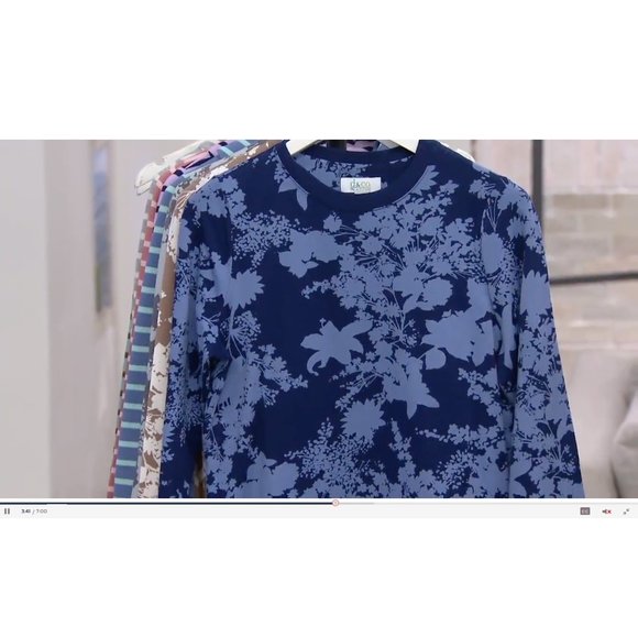 Denim & Co. Active Printed Design Crew Neck Long-Sleeve Top Fresh Navy Size Med - Picture 5 of 5